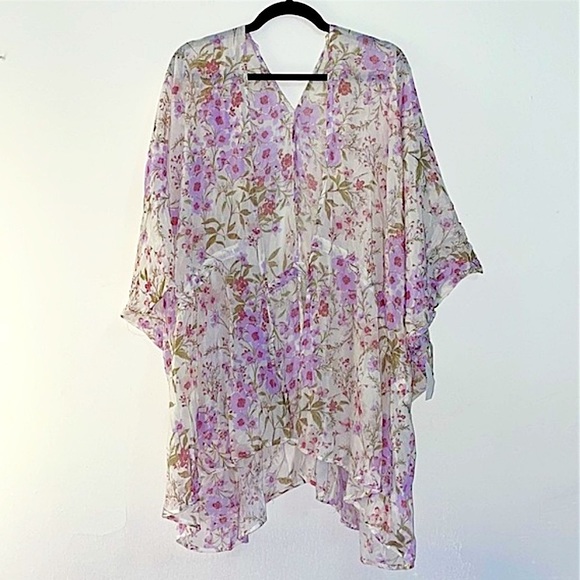 Charlotte Russe Floral Open Front Kimono Swim Coverup - Picture 5 of 11